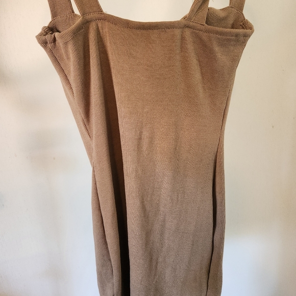 Ribbed Knit Brown Mini Dress - Picture 4 of 4